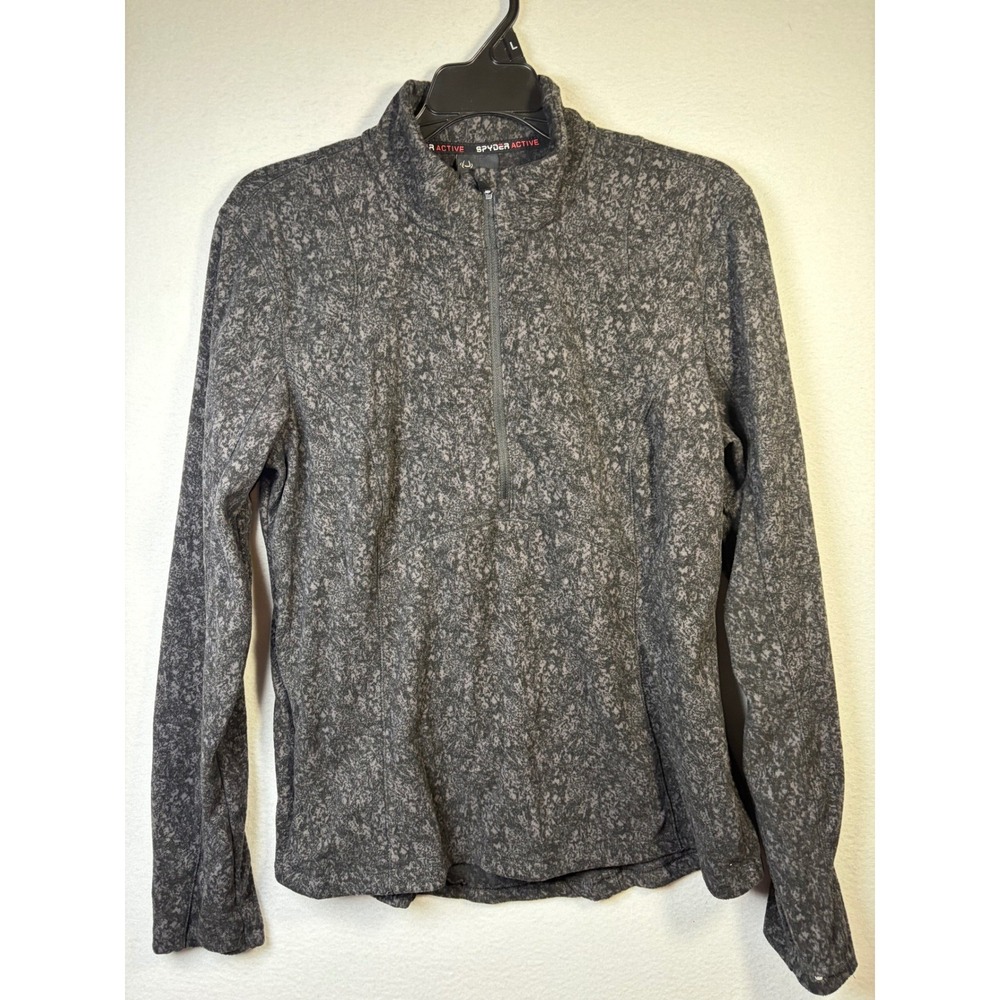 Spyder Pullover Women Medium Brown Black EUC Quarter Zip Activewear Fleece